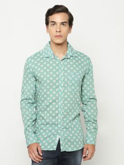 CRIMSOUNE CLUB - Men Green Floral Print Shirt