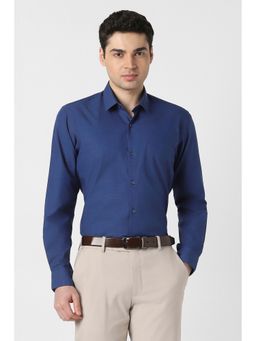 Peter England - Men Navy Blue Slim Fit Full Sleeves Formal Shirt