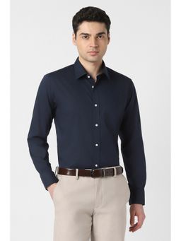 Peter England - Men Navy Blue Slim Fit Full Sleeves Formal Shirt