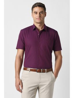 Peter England - Men Purple Regular Fit Half Sleeves Formal Shirt