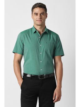Peter England - Men Green Regular Fit Half Sleeves Formal Shirt