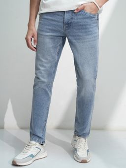 HIGHLANDER - Men Solid Blue Slim Fit Mid Waist Jeans