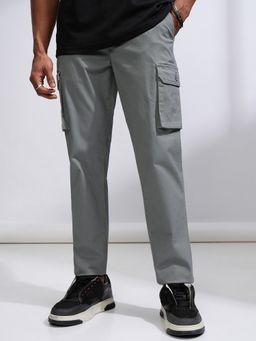 HIGHLANDER - Men Mid-Rise Flat Front Grey Cargos