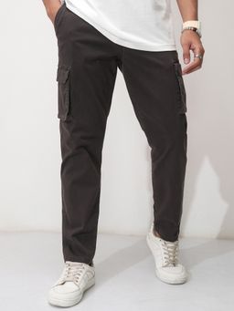 HIGHLANDER - Men Tapered Fit Cotton Grey Cargos