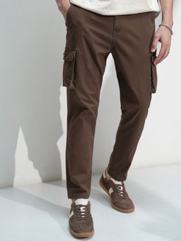 HIGHLANDER - Men Mid Rise Cotton Brown Cargos