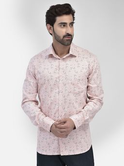 CRIMSOUNE CLUB - Men Peach Printed Shirt