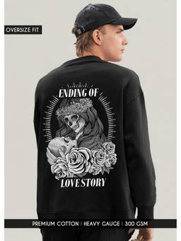 PRONK - Ending Of Love Men Drop Shoulder Premium Terry Black Sweatshirt