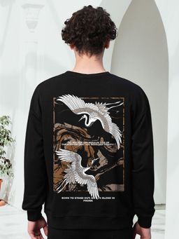 PRONK - Men Black Drop Shoulder Terry Sweatshirt