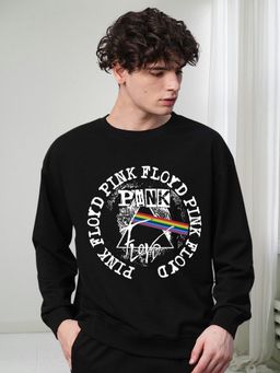 PRONK - Men Black Drop Shoulder Terry Sweatshirt