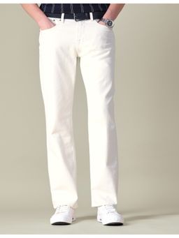 U.S. Polo Assn. Denim Co. - Men Solid White Relaxed Fit Mid Waist Jeans