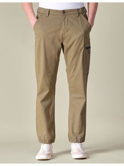 U.S. Polo Assn. Denim Co. - Men Beige Solid Regular Fit Cargos