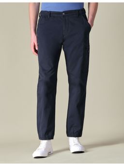 U.S. Polo Assn. Denim Co. - Men Navy Blue Solid Regular Fit Cargos