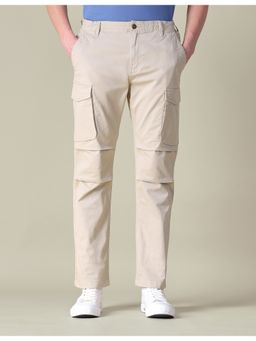 U.S. Polo Assn. Denim Co. - Men Beige Solid Regular Fit Cargos