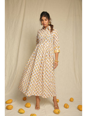 Keva Clothing Long Collar Dress - Yellow