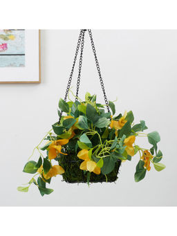 HomeTown - Ilana Faux Hanging Bougainvillea with Pot 54 Cm in Yellow Colour
