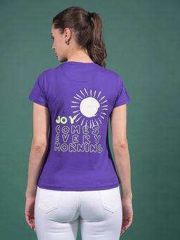 CRIMSOUNE CLUB - Women Purple Typographic Print T-Shirt