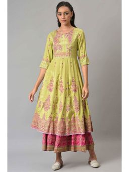 W - Green Printed Kurta