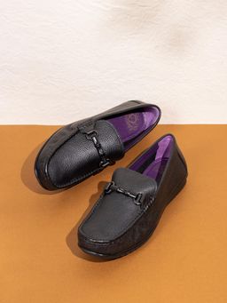 ATESBER - Mens Black Solid Round Toe Casual Loafers