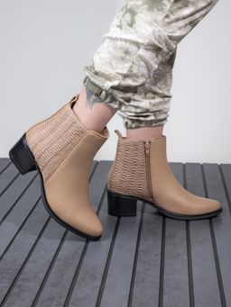 Hydes N Hues - Women Mid-Top Synthetic Leather Block Heel Regular Boots