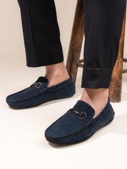 Hydes N Hues - 100% Genuine Sheep Suede Leather Loafers for Men Blue