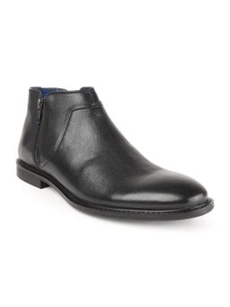 MASABIH - Genuine Leather Black Biker Ankle Zipper Boots for Men