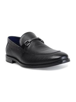 MASABIH - Genuine Printed Leather Black Loafers Slip On Shoes for Men
