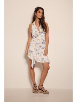 NA-KD - Ring Detail Draped Halter Neck Dress-flower Print