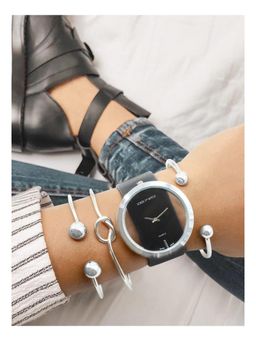 Joker and Witch - Joker & Witch Ofilia Black Stack Watch With Bracelet For Women (Pack of 4) (JWBS106)