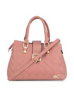 E2O - Classy Geometric Textured Pink Satchel Handbag for Women's