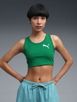 Puma - Green Cross The Line Women's Sweat-Wicking Crop Tank Top