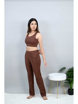 MLADA - Women Brown Luxury Athleisure Straight Trackpant