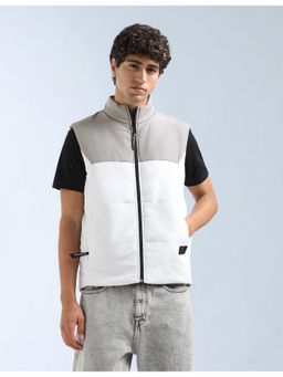 Flying Machine - Men White Polyester Colorblock Light Jacket