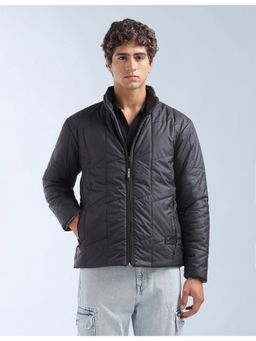 Flying Machine - Men Black Polyester Solid Puffer Jacket