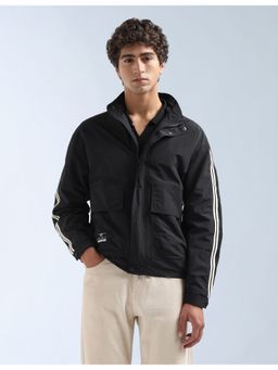 Flying Machine - Men Black Nylon Solid Light Jacket