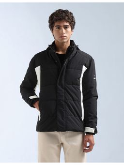 Flying Machine - Men Black Nylon Colorblock Puffer Jacket