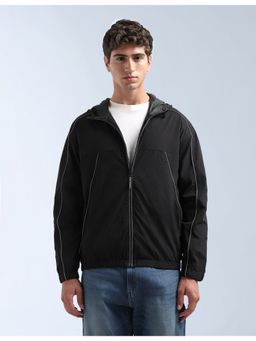 Flying Machine - Men Black Polyester Solid Light Jacket