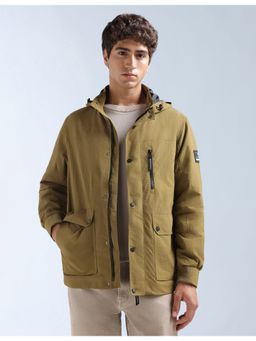 Flying Machine - Men Green Polyester Solid Light Jacket