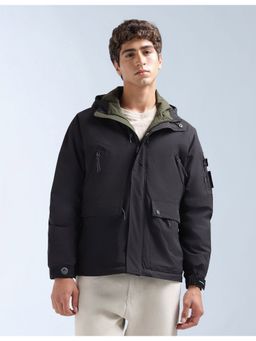 Flying Machine - Men Black Nylon Solid Light Jacket
