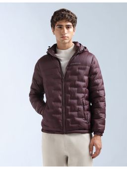 Flying Machine - Men Maroon Nylon Solid Puffer Jacket