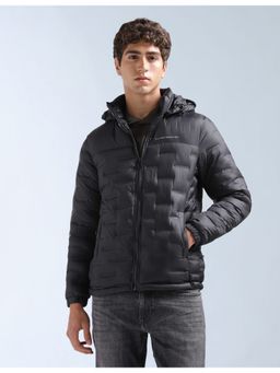Flying Machine - Men Black Nylon Solid Puffer Jacket