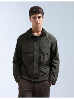 Flying Machine - Men Green Polyester Solid Light Jacket