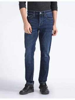Flying Machine - Men Blue Cotton Solid Slim Jeans