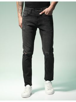 Flying Machine - Men Black Cotton Solid Slim Jeans
