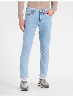 Flying Machine - Men Blue Cotton Solid Slim Jeans