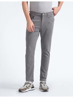 Flying Machine - Men Grey Cotton Solid Tapered Jeans