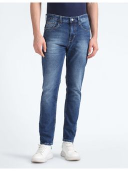 Flying Machine - Men Blue Cotton Solid Slim Jeans