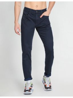 Flying Machine - Men Blue Cotton Solid Slim Jeans