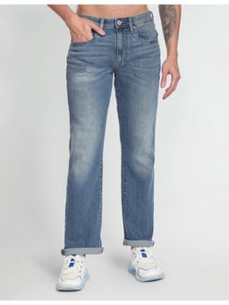 Flying Machine - Men Blue Cotton Solid Straight Jeans