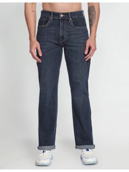 Flying Machine - Men Blue Cotton Solid Straight Jeans