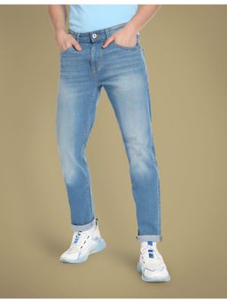 Flying Machine - Men Blue Cotton Solid Slim Jeans